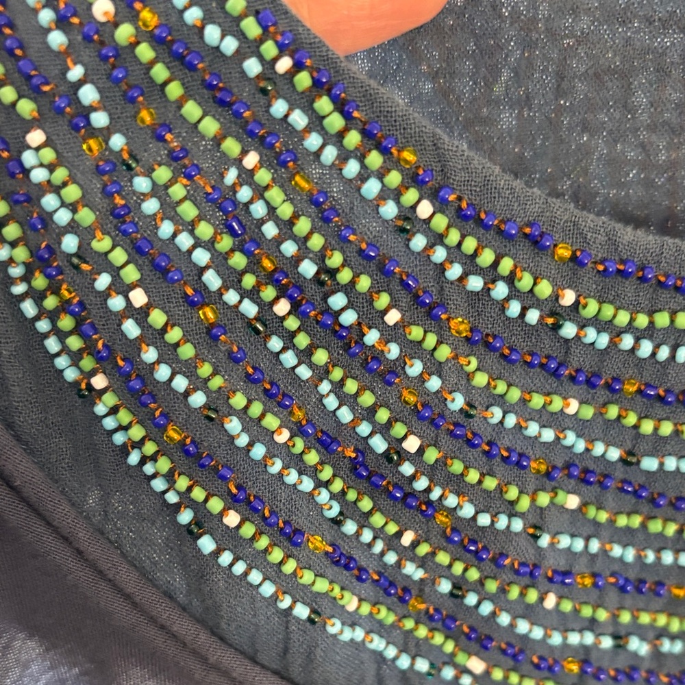 Women's Beaded Blue Top - Picture 6 of 8